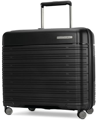 Samsonite Elevation Plus - Medium Hardside Luggage - Scratch Resistant Polypropylene Shell, RightHeight Adjustable Handle, Integrated AirTag Holder, TSA Lock, WetPak Compartment - Triple Black