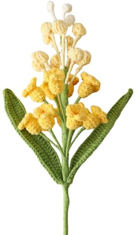 Magicherry virkad hyacint blommor bukett 40 cm konstgjord stickad ullgarn hyacint blommor med lång stam för mors dag födelsedag bröllop blomsterarrangemang, gul