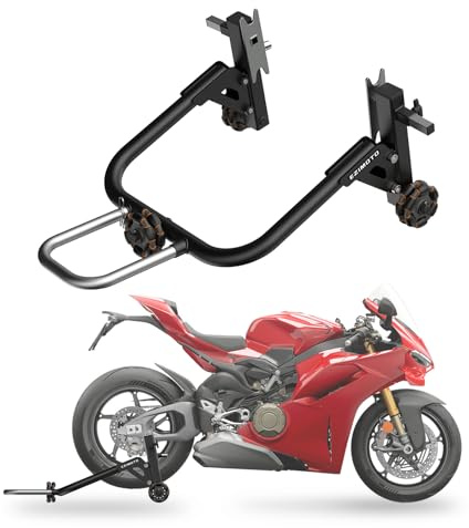 EZIMOTO Sport Motorcycle Rear Stand, 360° Movable Lift Stand, Heavy Duty with Wheels, 880 lb Capacity (Black, Double Arm)