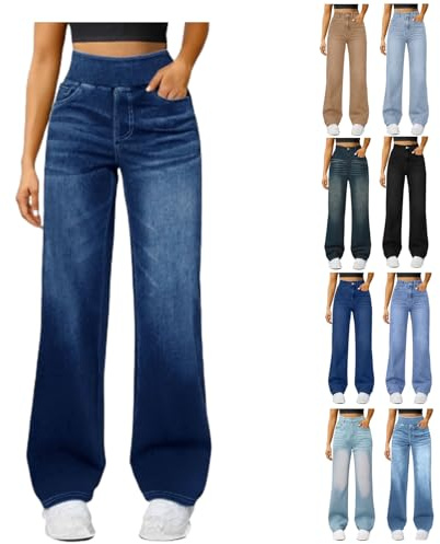 Wide Leg Jeans for Women High Waisted Large Denim Wide Leg Pants with Pockets Loose Fit High Elasticity Casual Jeans Trousers Women's Fashion