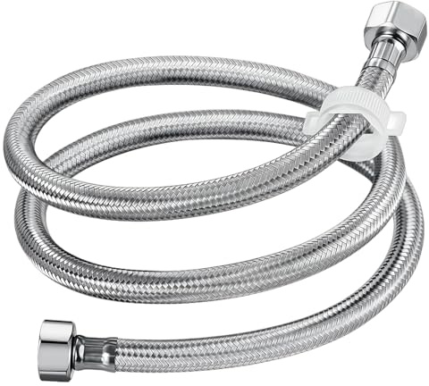 1 Pezzi Flessibili per Miscelatori, 150cm Tubi Flessibili 304 Intrecciato in Acciaio Inox, Tubo Flessibile Intrecciato in Acciaio Inossidabile 304, per Rubinetti Miscelatori, Doccia, Lavandino