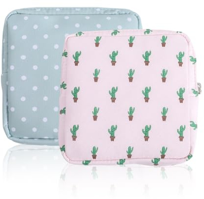 YUVKIN 2 piezas bolsa para compresas con cremallera, bolsa portátil para almacenamiento de compresas femeninas para mujeres, adolescentes, niñas, señoras