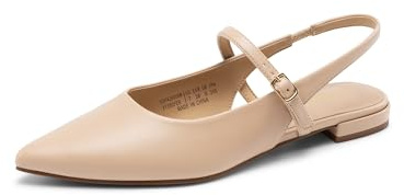 DREAM PAIRS Women's Low Heel Dress Ballet Flats,Nude,7