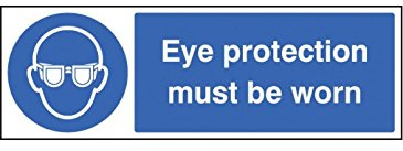 Caledonia Signs 15003G Eye Protection Must be Worn Sign, 300 mm x 100 mm, Rigid Plastic