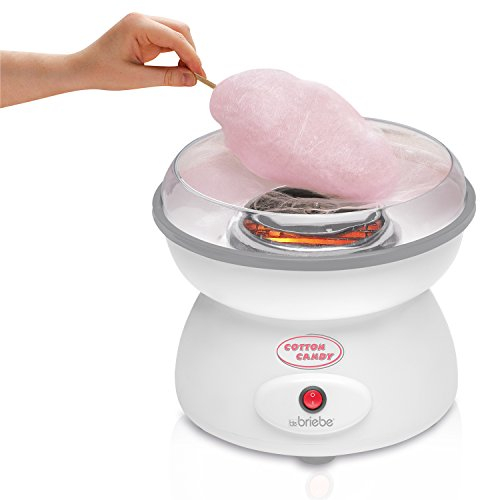 briebe Algodonera Máquina de Hacer algodón de azúcar, Plato de 27 cm, 10 palitos Madera y Cuchara dosificadora