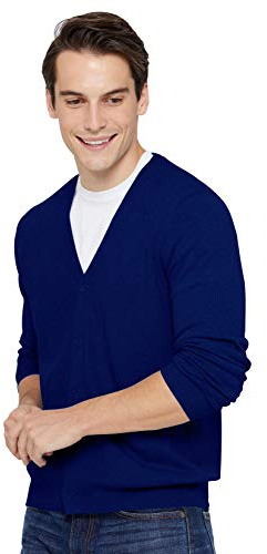 State Cashmere Button Front Cardigan - Long Sleeve Sweater for Men Made with 100% Pure Cashmere Sourced from Inner Mongolia Goats - Soft, Lightweight & Versatile - (Navy, Large)