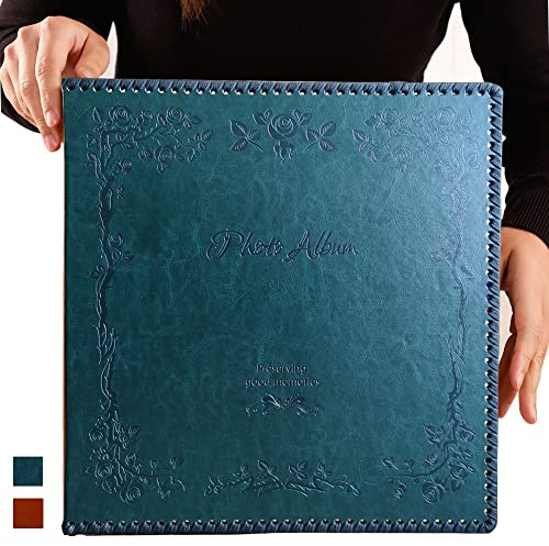 Totocan Photo Album Self Adhesive Pages, 80 Pages Huge Magnetic Self-Stick Picture Album with Leather Vintage Inspired Cover, DIY Albums Holds 5x3 6x4 7x5 8x6 10x8 12x10 Photos