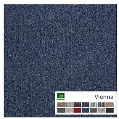 casa pura Carpet Tile Vienna, Loose Lay Carpet Tiles 50x50 cm | Bitumen Back Commercial Floor Carpet Squares for Interior, Carpet Plank Boards, 4 Pieces (1 m²) | Blue