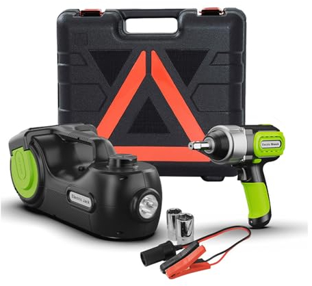 Emergency Car Floor Jack（6.1-20.87”） 5 Ton (11000lb) Electric Hydraulic Jack LCD, Multi Functions Car Tire Lift Kit Air Compressor, Electric Tire Impact Wrench for SUV VAN Cars Tire Replace