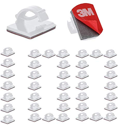 100PCS Clips Câble Adhésif 3M Résistants, Organisateur de Câbles Universel pour Bureau, Maison, Voiture, Fixation Accroche Câble Mural Électrique Réglable (Blanc)