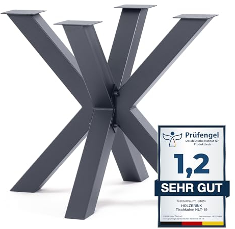 HOLZBRINK Tischgestell Spider | Massive Tischkufen/Tischbeine Metall Grau für Couchtisch, Esstisch, Schreibtisch, Konferenztisch | 1 Stück Tisch-Füße 85x80 cm | Höhe 72 cm