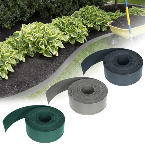 Froadp 20m Bordature da Giardino Flessibile per Prato, PP Letto di Fiori Bordatura, Recinzione Bordi dell'aiuola, DIY Curva e Rotonda Palizzate in Plastica per Giardino (Grigio chiaro)