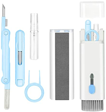 7-i-1 elektronisk rengöringssats, tangentbordsrengöring, laptoprengöringssats för skärm, mobiltelefon, Bluetooth, headset, lego, airpods, laptopkameralins (blå)
