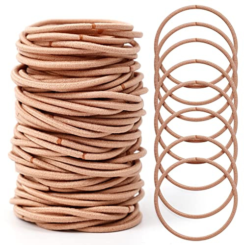100Pcs Elastic Hair Bobbles 2mm Thin HairBands Small Hair Ties, Dusty Pink