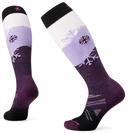 Smartwool Women's Ski Full Cushion Snowpocalypse Pattern OTC Socks, PURPLE IRIS, Medium