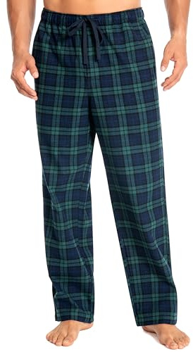 Nutria Pantalon de Pyjama Homme en Flanelle 100% Coton, Bas de Vêtements de Nuit Doux et Chaud avec Poches U06