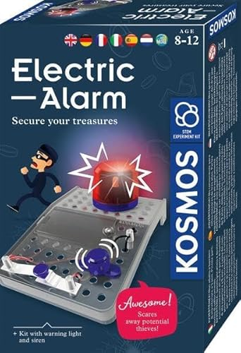 Kosmos 617349 Elektro-Alarm,Sichere Geheimverstecke,Elektro-Bausatz für Alarmanlage, Blinkendes Warnlicht, Sirene,Experimentierkasten für Kinder ab 8 Jahre,Geburtstagsgeschenk, mehrsprachige Anleitung