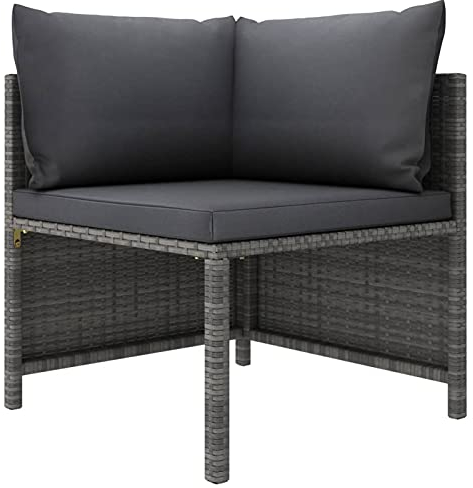 Gecheer Modular Ecksofa mit Kissen Gartensofa Sofa Lounge Gartenmöbel Einzelsofa Sessel Rattansofa Outdoor Terrasse Grau Poly Rattan