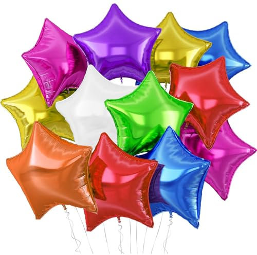 Globos de Estrella Multicolor Helio, Globos de Foil de Colores, 8 Colores, Globos de Fiesta, Decoración para Cumpleaños, Decoración de Carnaval - 25 unidades