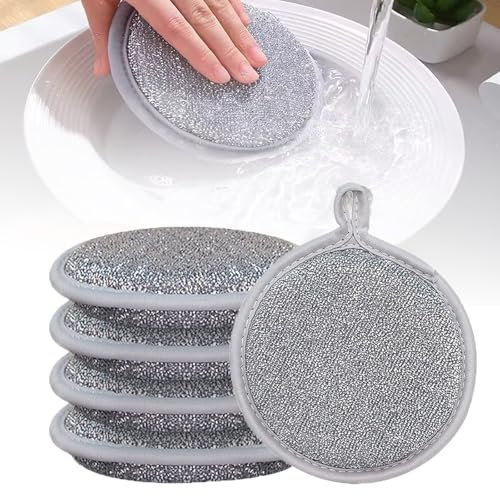 FYZSJWL 5PCS Chiffons à Vaisselle en Fil De Fer, Chiffons de Nettoyage à Récurer Humides,éponges à Vaisselle Multi-usages en Fil de Fer,pour Cuisine, Vaisselle, évier