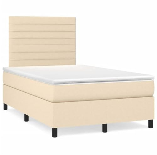 Brokky Boxspringbett mit Matratze & LED Bett Mit Bettkasten Bett Boxspringbett Betten Boxspringbett Mit Matratze Creme 120x190 cm Stoff - 3270209