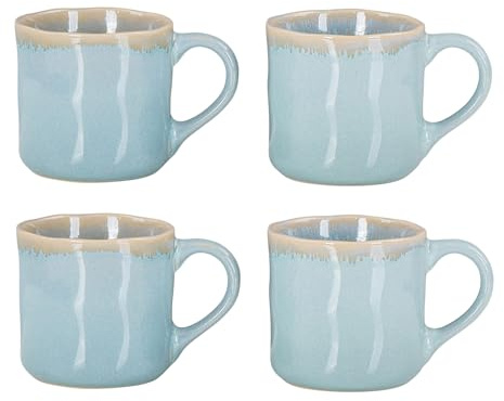 Uppsättning av 4 stengods muggar 350 ml mugg grön kaffekoppar modern design kök kaffegryta tekopp