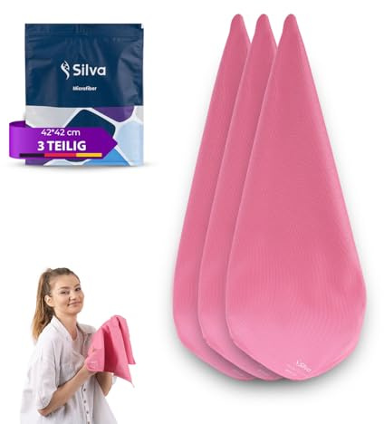 Silva Paños de Microfibra Rosa 42x42 cm – Pack de 3 Bayetas – Limpieza Premium Sin Rayas – Multiuso para Cristales, Cocina, Hogar y Coche – Alta Absorción y Reutilizable