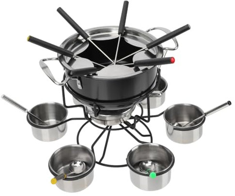 Warmhm Pentola per Fonduta in Acciaio Inossidabile Scalda e Cioccolato Design Resistente per Uso e Feste Set Completo per Amanti dei Dolci