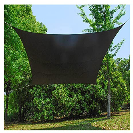 Tenda parasole rettangolare resistente e impermeabile, resistente ai raggi UV, per patio, giardino, gazebo e posto auto coperto, facile da installare, 2 x 4 x 5 m, nero con corda