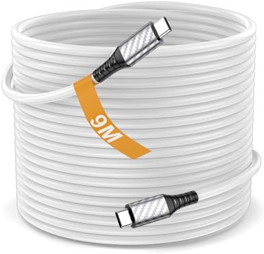 Extra langes USB C auf USB C Kabel 9M,Schnellladung PD 60W USB Typ C Ladekabel für iPhone 17 16e Samsung A17 A16 A56 A06 A26 A36 S25 Pixel 9a Tablets für PS-5 Controller Security-Überwachungskamera