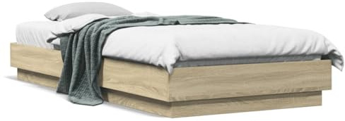 Frdhee Boxspringbetten, Bettgestell LED -Eiche 100x200 cm Bettplattform für Matratzes, Schlafzimmer, einfache Montage