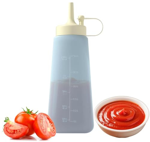 Botella Exprimible - Botellas De Salsa Exprimible De 300 Ml | Botellas De Salsa Cuadradas De Silicona Con | Dispensador De Condimentos/Ensaladas A Prueba De Fugas - Para Cocinar Cocina Restaur