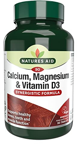 Natures Aid Calcium Magnesium & Vitamin D3 - Supports Bones Teeth Muscle Function & Immunity Supplement - High Potency Calcium Absorption and Immune Health - Vegan, Non-GMO, Gluten-Free - 90 Tablets