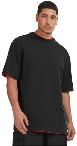 Urban Classics Homme Contrast Tall Tee T shirt, Multicolore (Blk/Red), XXL EU