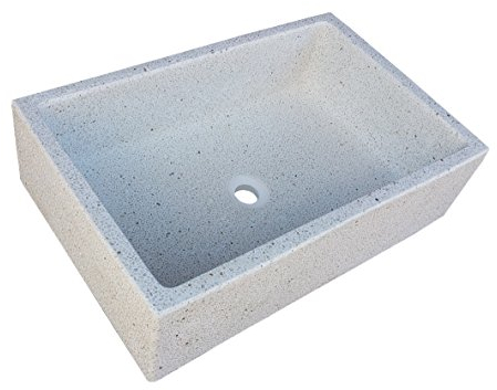 Terrazos Cantalejo - Pilón Fregadero o Pila de Piedra Artificial Similar al Granito o mármol de 70x46x21 cm. (Blanco)