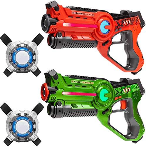 Light Battle Active Lasergame Set - 2X laserpistole (orange, grün) + 2 Weste - LBAPV22212