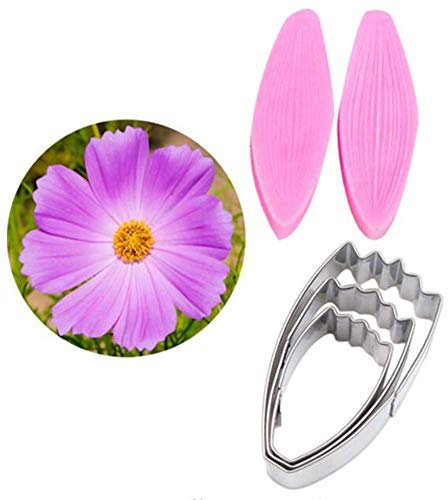 Petalo Silicone Venatore & Taglierino Fiore Acciaio Inox Coltello per Biscotti Stampo Cottura, Fondente Torta Decorazione Attrezzo Teglie e Sugarcract Cioccolato Gumpaste Dolci - Margherita