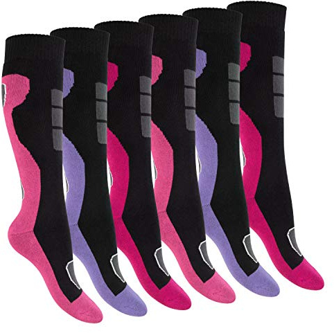 Footstar Damen Winter Kniestrümpfe (6 Paar) Vollfrottee Socken mit Thermo Effekt - Mix 39-42