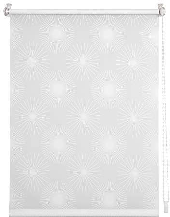 Lichtblick Seitenzugrollo Klemmfix, ohne Bohren, Klemmträger, lichtdurchlässig, Blickdicht, Ausbrenner, weiß-weiß Weiß Sonne, 80 cm x 220 cm (B x L)