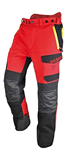 Solidur INPA7P Infinity - Tipo A Clase 1 - Pantalones de Motosierra - para piernas más largas (+7 cm) - Comodidad y protección excepcionales - Talla 3XL - Rojo