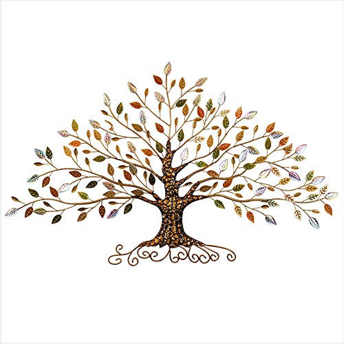 Scultura da Parete in Metallo, Albero della Vita, Appeso a Parete in Ferro battuto, Decorazione murale Fatta a Mano, per Soggiorno Camera da Letto,30 W x 18 H（77x45cm）