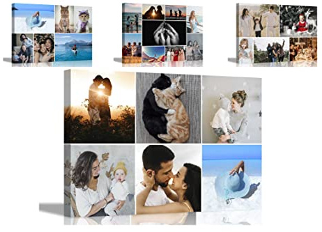 Artley Prints 6 foto fyrkantigt collage anpassade canvas konsttryck inramade personliga foton på duk vägghängande dekor familj babybilder 76 x 50 cm (30 x 20 tum)