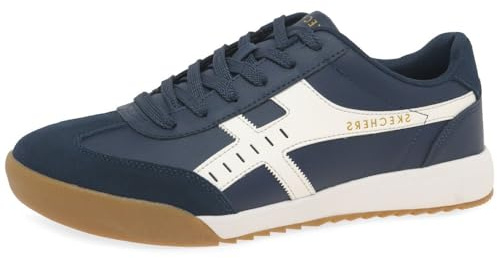 Skechers Men's Zinger 2.0 Manzanilla Totale Sneaker, Navy Duraleather/Suede/White Trim, 8 UK