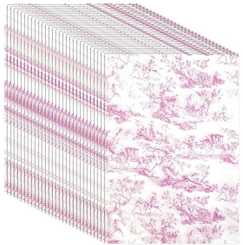 30 Ark Silkespapper, 50x35cm Omslagspapper Silkespapper med Retrotryck Dekorativt Silkespapper för Bröllop Födelsedagar Babyshower Gör-Det-Själv Hantverk (Rosa)
