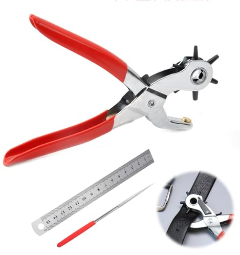 Lochzange für Leder, Gürtel Locher Rund, Leder-Lochzangen-Set, Gürtellochzange, Lochgrößen Lochzange für Leder, Ledergürtel Puncher Drehlochzange, für Gürtel, Karte, Uhrenarmbänder, Lederschuhe