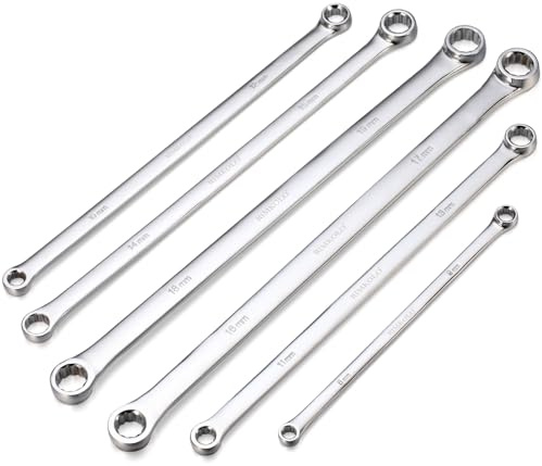 RIMKOLO 6-Piece Extra Long Double Box End Wrench Set Chrome Vanadium Steel Aviation Wrenches Metric 8-19mm