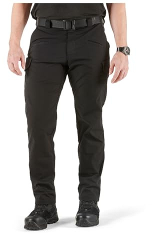 5.11 Pantalon Tactique Icon Noir – Homme, Coupe Slim, 8 Poches, Tissu Ripstop Flex-Tac®, Taille Élastique, Genoux Articulés, Fermetures YKK® – Robuste & Léger