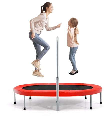 LIFEZEAL Trampolino Elastico Interno, Esterno, Tappeto Elastico Fitness, per Bambini, Adulti, 2 Persone, con Manico Protettivo, Altezza Regolabile, Pieghevole, Ovale, Saltarello, Salta, Max 150kg
