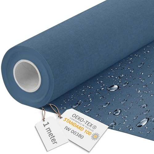 DreamRoots Tessuto Impermeabile al metro 160 cm, 220 g/m² 600D, Stoffa a Metro per Cuscini Esterni Denim dream 1M