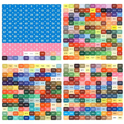 Reofrey 447 Étiquettes Autocollantes Numérotées Multicolores en Forme Carrée, Chiffres 1-99, Lettres A-Z, DMC Autocollants pour Peinture Diamant, Trier et Organiser les Boîtes de Rangement